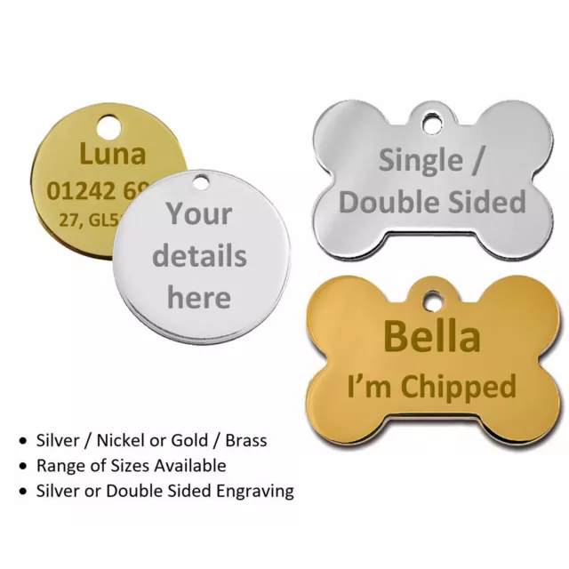 Personalised Dog Tag ID Name Tag Double Sided Engraved Dog Cat Pets Name Collar