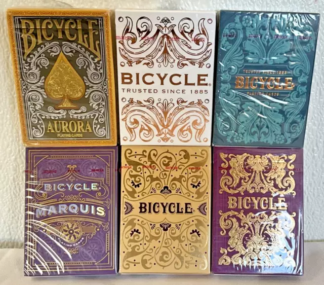 Bicycle Playing Card Lot Marquis, Majesty, Jubilee,Aurora, Botanica, & Sea King