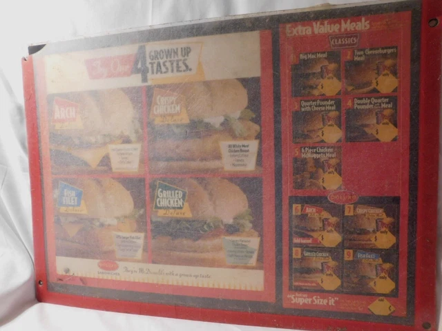 VINTAGE MCDONALDS MEALS MENU DISPLAY SIGNS 1990's