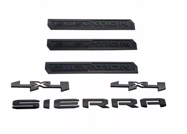 6pcs Matte Sierra Elevation 4x4 Emblem for 19-22 GMC Rear Tailgate Door Badge