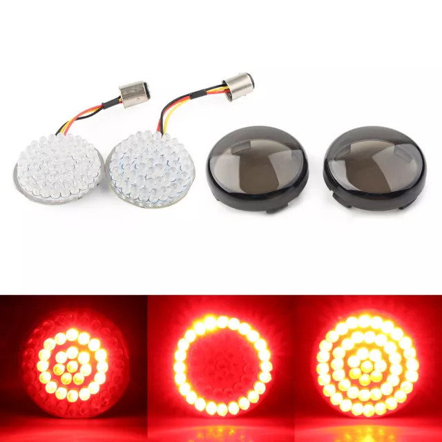 1157 LED Rear Turn Signals W/ Smoked Lens Covers For Harley Dyna Touring Softail