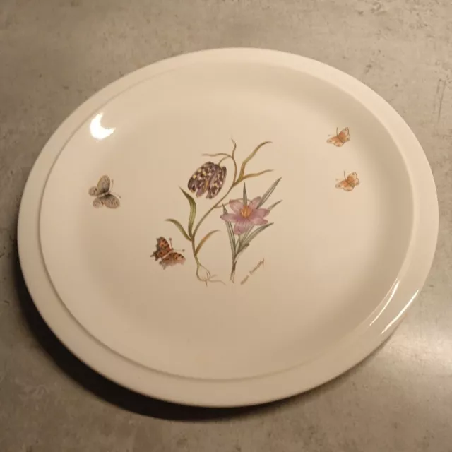 Vintage Runtons Pottery Floral & Butterflies Plate Signed Helen Phillips