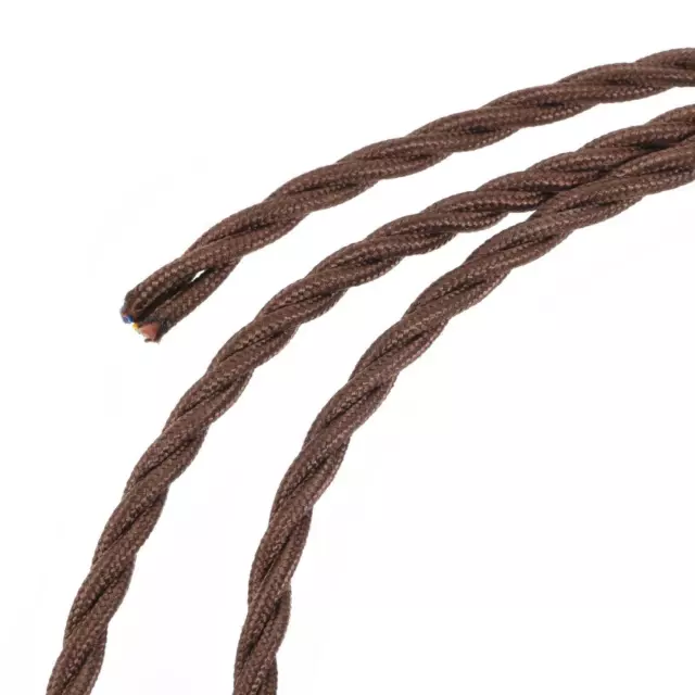 Twisted Cloth Covered Electrical Wire Vintage 3 Core 18AWG 2M Brown