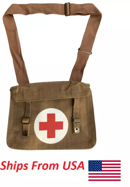 WWI Vintage Soviet Military Medical Shoulder Messenger Bag Khaki Canvas Bag USSR