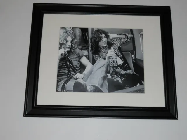 Framed Led Zeppelin Jimmy Page/Robert Plant '75 Plane Jack Daniels 14" x 17"