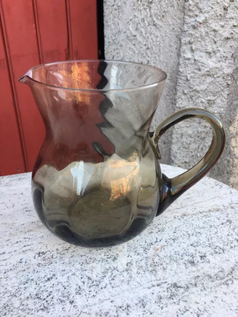 Ancienne Carafe En Verre Souffle Vintage French Glass Pitcher