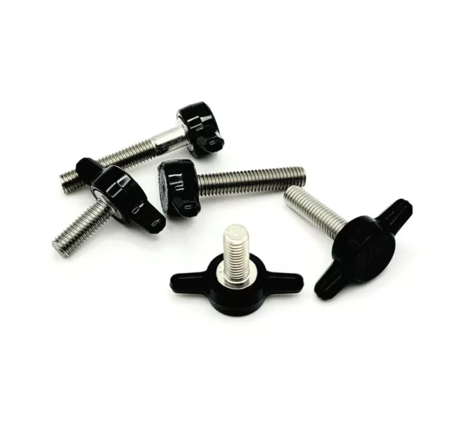 M5 x .8mm Thumb Screw Bolts with Black Butterfly Tee Wing Knob 12-30mm Stainless