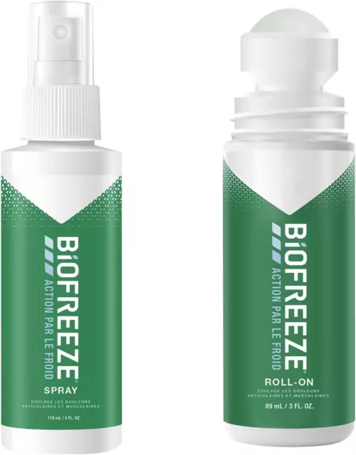 Biofreeze Lot De 1 Roll-On 89Ml & De 1 Spray 118Ml Action Par Le Froid - Soulage