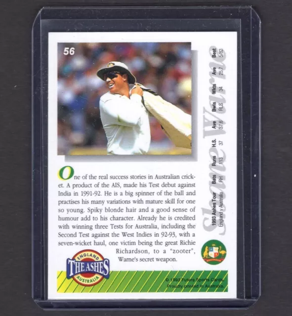 SHANE WARNE 1993 Futera Cricket Rookie RC Card AUSTRALIA 56 Mint PSA 2