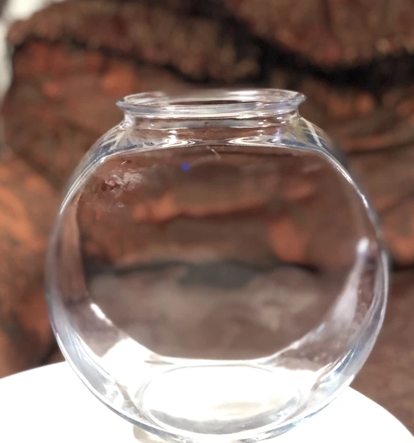 CLEAR GLASS FISH Bowl 1 Gallon Classic Drum Shape Aquarium 10.00
