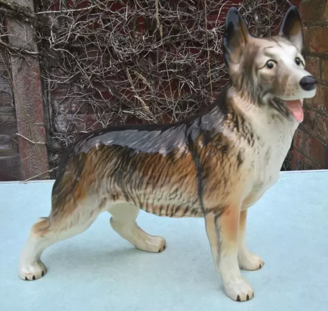 Vintage Melba Ware German Shepherd Dog / Alsatian Figurine Ornament 32 cm Tall