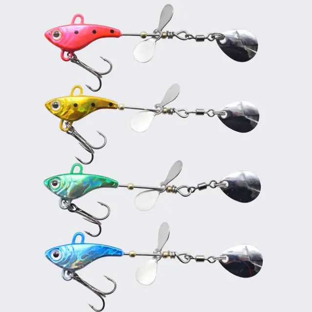 4PCS Fishing Lures Metal Bait Crankbaits VIB Rotated Spinnerbaits Blade Bass 12g