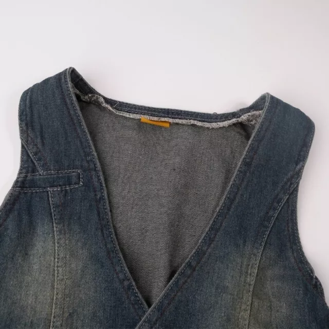 Women's V Neck Denim Tank Tops Vintage Jeans Corset Tops with Pockets for Summer