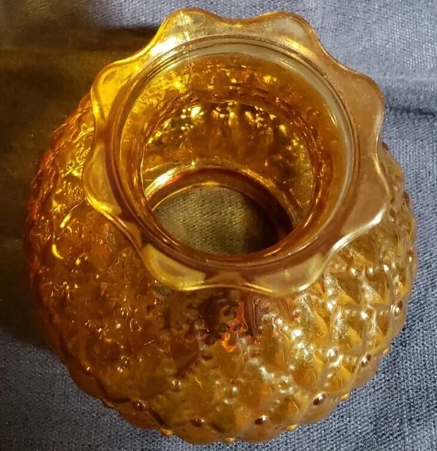 Vintage Amber Quilted Glass Hurricane Oil Lamp Shade 3” Fitter 6” Tall 3