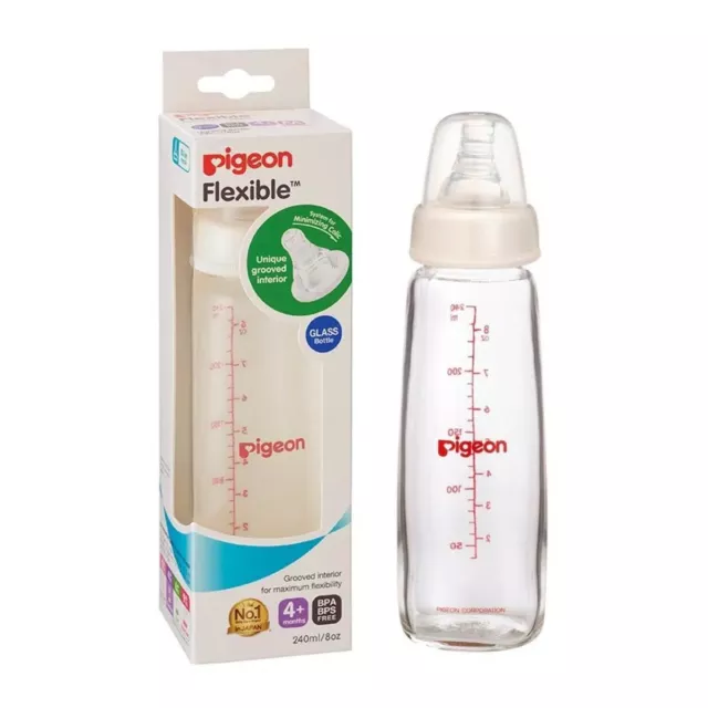 Pigeon Peristaltic Slim Neck Glass Bottle BPA & BPS Free 240ml