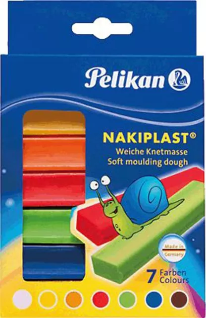 Pelikan Knete Nakiplast 7 Farben sortiert Kinderknete Weiche Knete 125 g