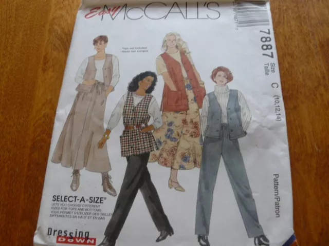 OOP McCall's 7887. Ladies Vests, Pants & Skirt! Sz 10-14 & 20-24! FREE SHIPPING!