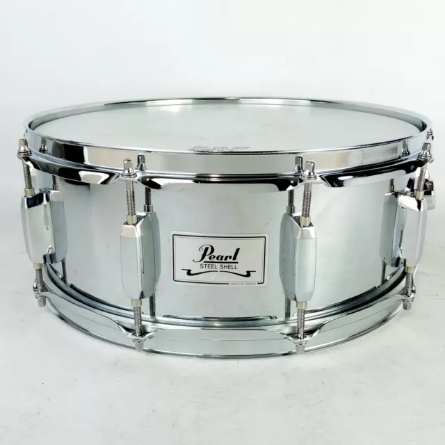 Pearl 14x35.6cm Steel Shell Caisse Tambour 10-Lug Vintage 90s W Pot Throw-Off /
