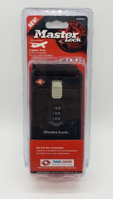 Master Lock Luggage Strap #4682DBLK TSA Accepted Travel Sentry Certified