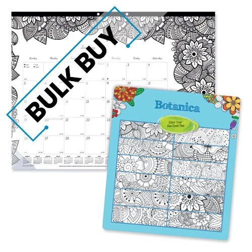 MONTHLY DESK PAD Calendar, DoodlePlan Coloring Pages, Bulk order of 2