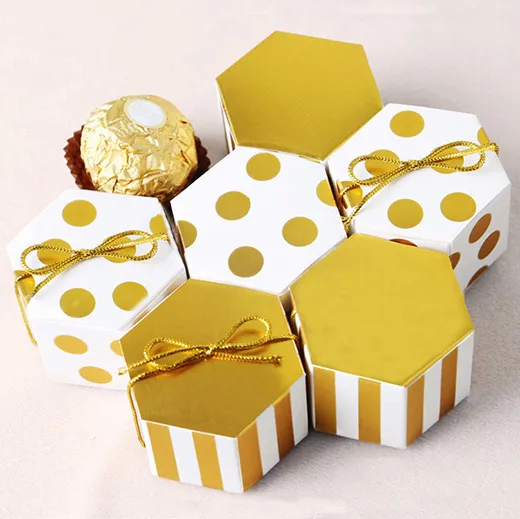 10/50/100pcs Mini Cute Hexagon Sweet Candy Boxes Wedding Favour Bags Party Gift