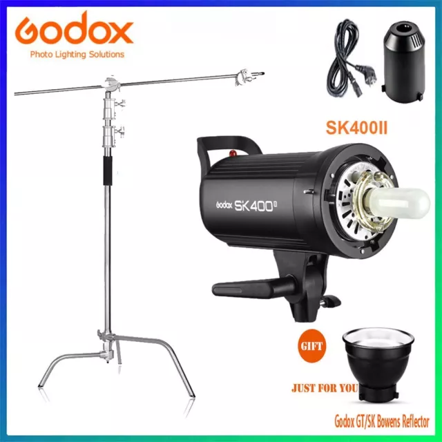 AU Godox SK400II 2.4G Photo Studio Strobe Bowens Mount Flash Head + C Stand Bag