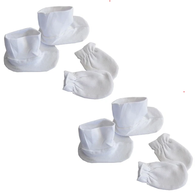 One Size Infant Booties & Mitten Set White (pack Of 2) Color:white