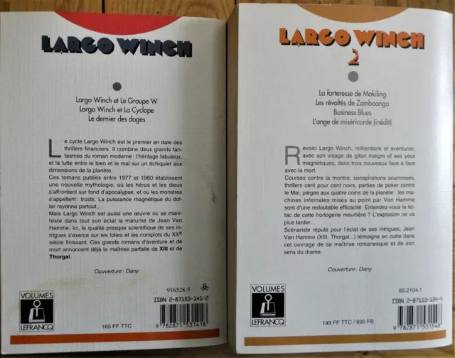 Jean VAN HAMME Largo Winch 2 tomes reliés Ed. Lefrancq Rares 2