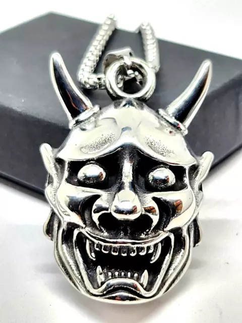 Collier japonais Hannya en acier inoxydable 23" pendentif traditionnel...