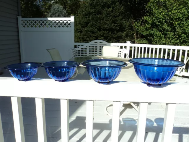 Hazel Atlas  Blue Mixing Bowl Set