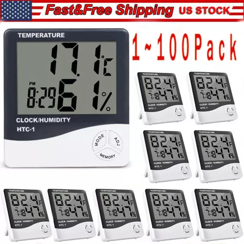 THERMOMETER INDOOR Digital LCD Hygrometer Temperature Humidity Meter Alarm Clock