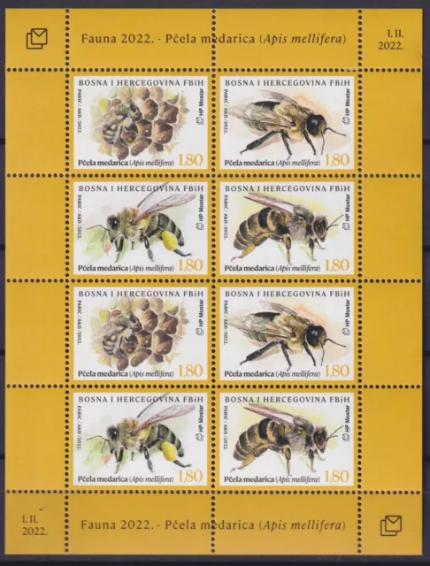 Bosnia and Herzegovina, Mostar 2022 Fauna, Insects, Bees MNH**