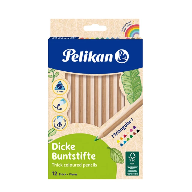 Pelikan Buntstifte Jumbo, dreieckig, 12 Farben