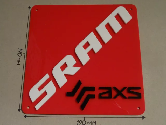 SRAM Cycling, SRAM AXS Acrylic Sign, Red, White & Black, 190 X 190mm