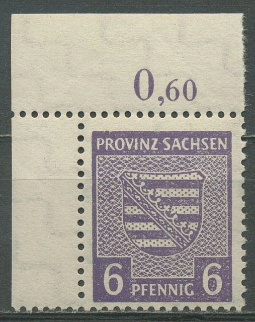 SBZ Provinz Sachsen 1945 Provinzwappen 76 Y c Ecke ob. li. postfrisch geprüft