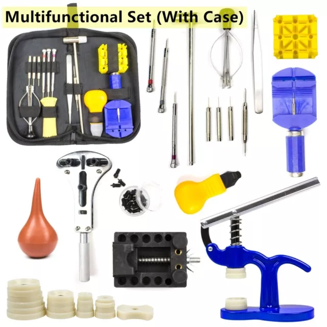 16 pcs Watch Repair Tool Kit Link Remover Spring Bar Screwdriver Opener Set Case