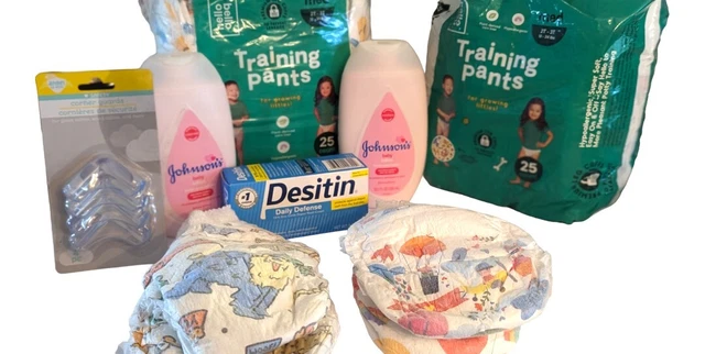 Hello Bello training pants diapers, baby lotion, desitin cream bundle