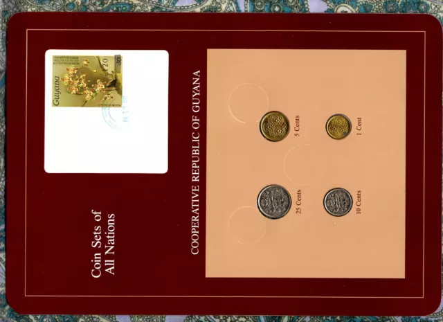 Coin Sets of All Nations Guyana 1980-1988 25 Cents 1988 10 cts 1986 UNC JUL18'88