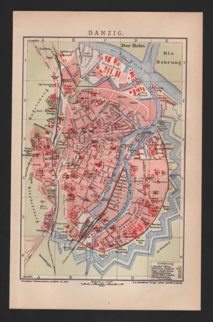 Landkarte city map 1904: Stadtplan DANZIG. Plan Miasta Gdańsk. Polen Polska