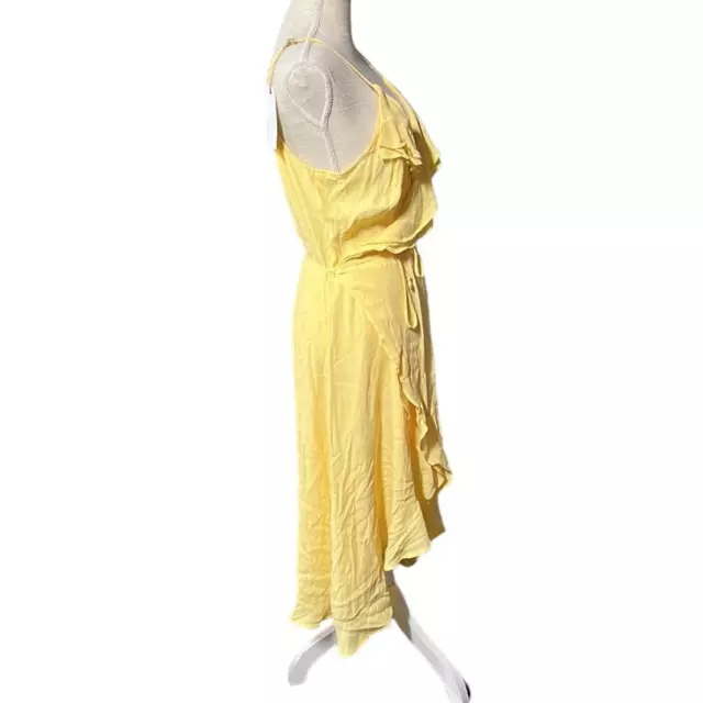 NWT Leith Sleeveless Spaghetti Strap Wrap High Low Summer Dress Yellow Womens L 3