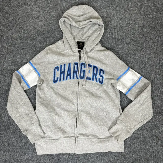 NFL San Diego Chargers Jacket Womens  Large Grey Juniors Full Zip Hooded Adult