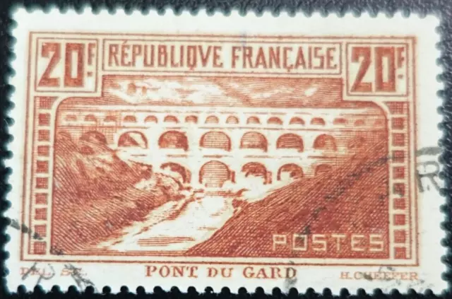 Frankreich Briefmarke Pont Des Gard N° 262e Fluss Weiße Art Iia ausgelöscht