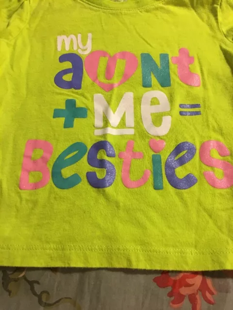 The Childrens Place Girls Long Sleeve Lime Green Shirt   2T My Aunt +Me =Bestie