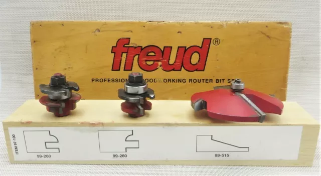FREUD 97-100 Professional Woodworking ROUTER Bit Set Wood Case made in Italy