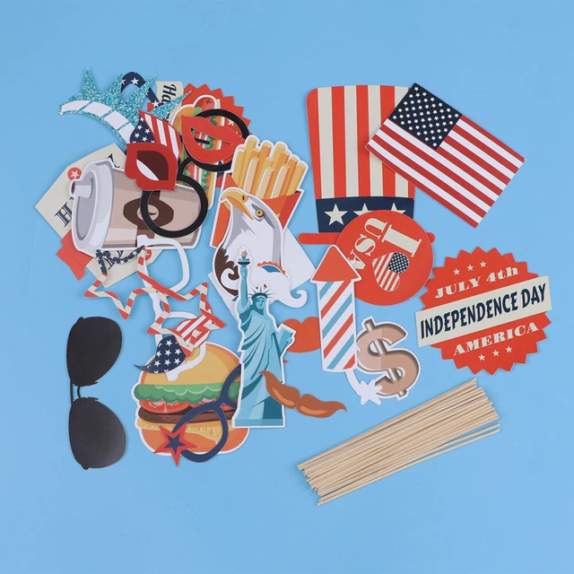 30 piezas accesorios fotográficos del Día de la Independencia de Estados Unidos accesorios fotográficos accesorios para selfie