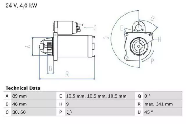 BOSCH 0 986 011 280 Starter Anlasser 4kW für SCANIA 2 - series 3 - series 24V