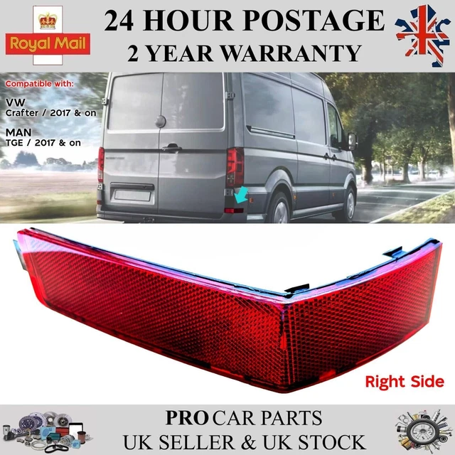 Capot Pair Red Rear Bumper Reflectors For VW Crafter Left & Right 7C0945105/106