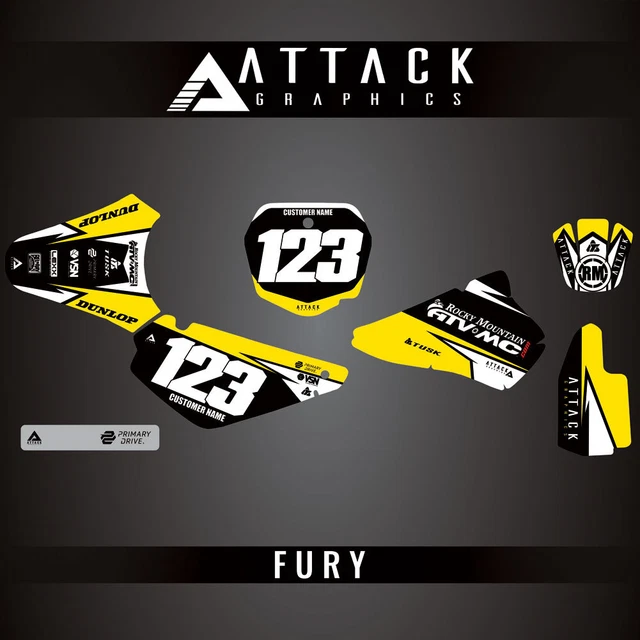 Attack Graphics Custom Fury Complete Bike Graphics Kit For Suzuki RM85 2004
