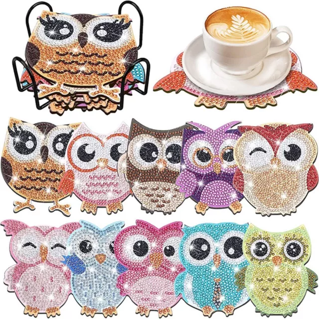 Coaster Material Beginners Crafts Easy To Clean Gift Owl Pattern Painted