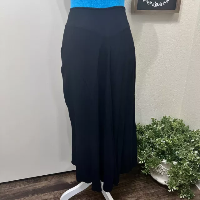 NWT Eileen Fisher Crepe Georgette Flared Maxi Skirt Ink Blue MSRP $158 Size L